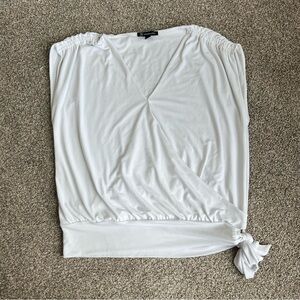 INC White Sleeveless Ruched Shoulder Blouse,‎ Size XL